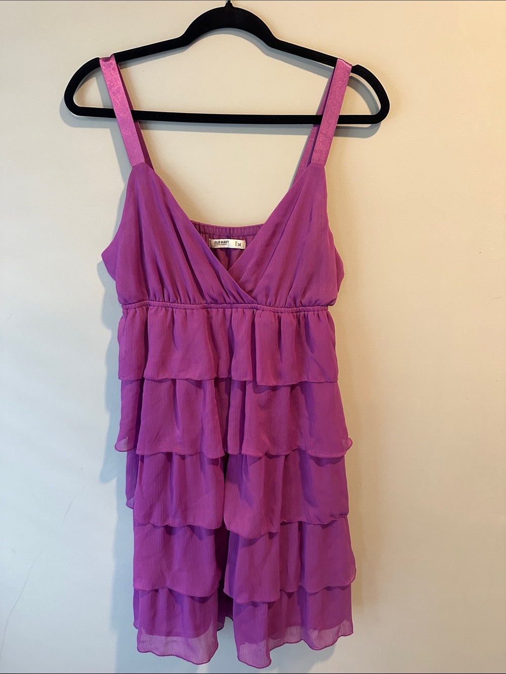 Old Navy Magenta Tiered Ruffle Mini Dress